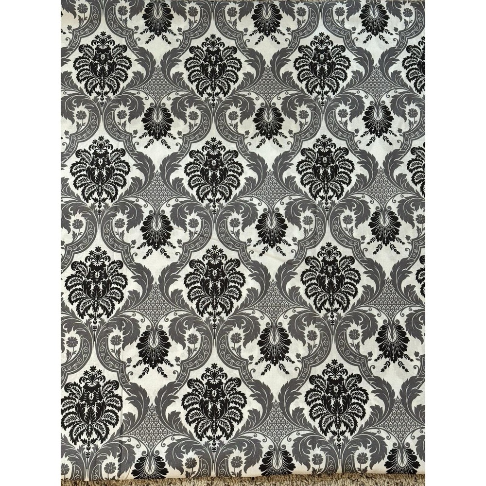 Waverly Black‎  Gray  Damask  Onyx Print Cotton Fabric 105"x43.5"